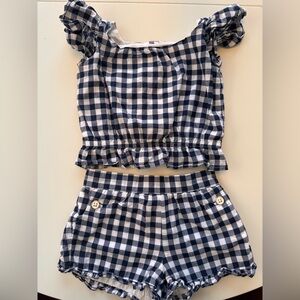 Janie and Jack Navy Gingham Two Piece Set